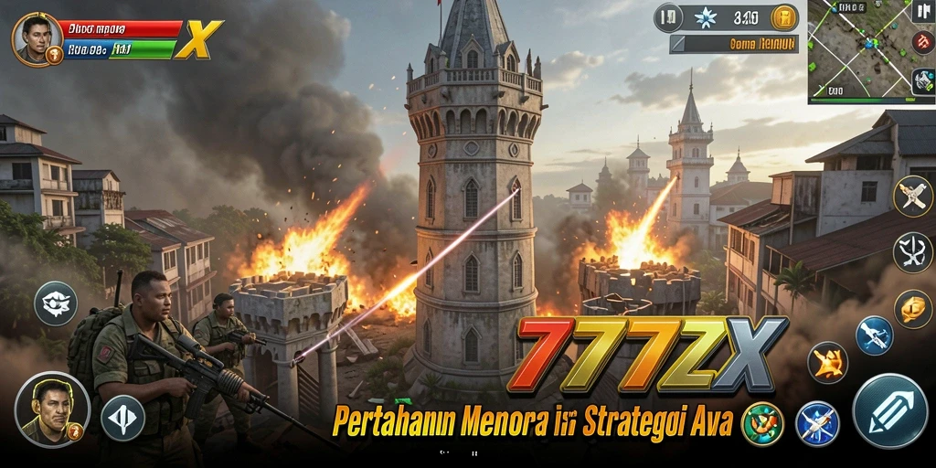 Tampilan gameplay menara dengan strategi pertahanan yang intens.