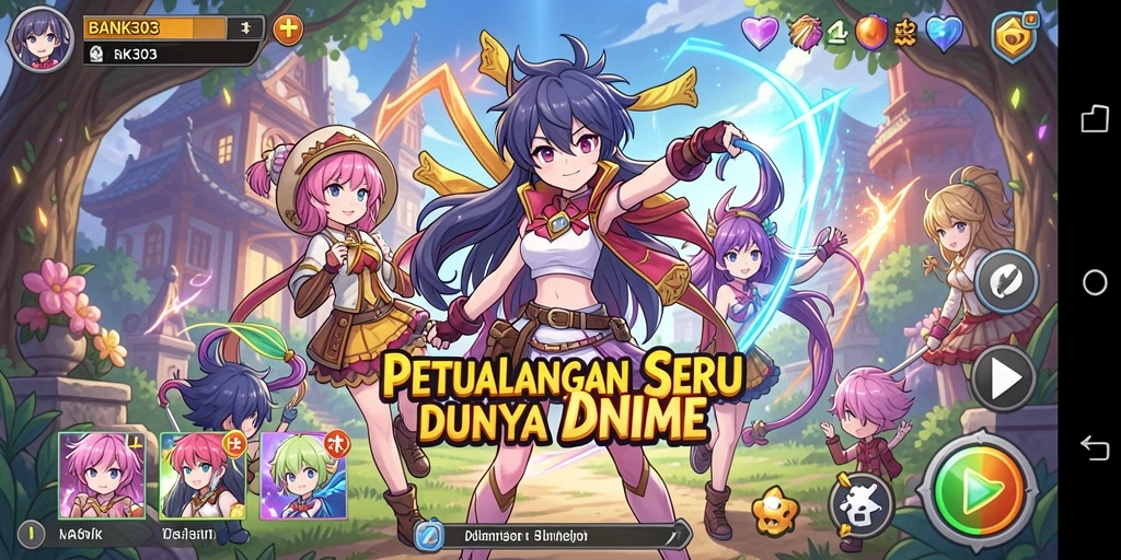 Tampilan gameplay BANK303 dengan karakter Anime yang ikonik.