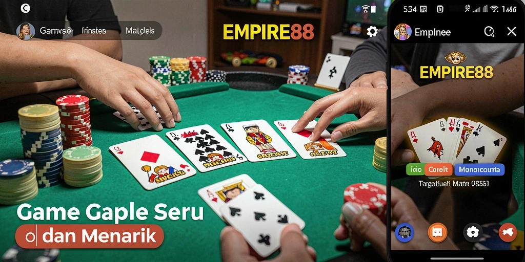 Screenshot EMPIRE88 menampilkan gameplay menyenangkan permainan Gaple.