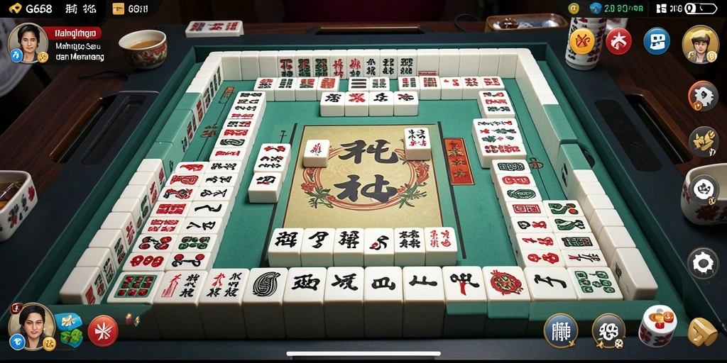 Tangkapan layar utama G668 menampilkan gameplay seru Mahjong.