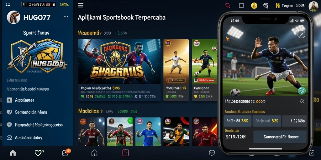 Tampilan utama HUGO77 dengan berbagai pilihan taruhan olahraga.