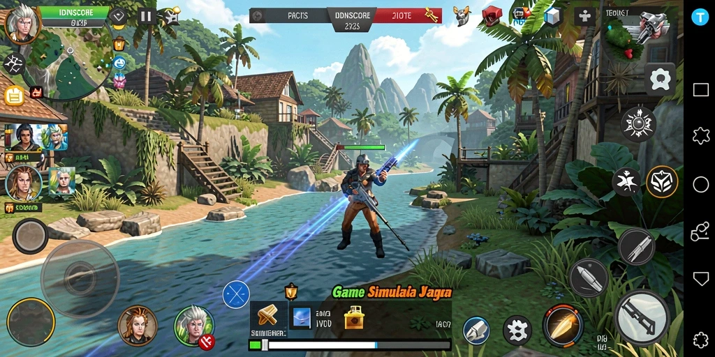 Tangkapan layar <strong>IDNSCORE</strong> menunjukkan gameplay simulasi yang menarik dan interaktif.