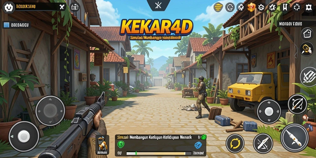 Tangkapan layar utama KEKAR4D menampilkan gameplay simulasi yang menarik.