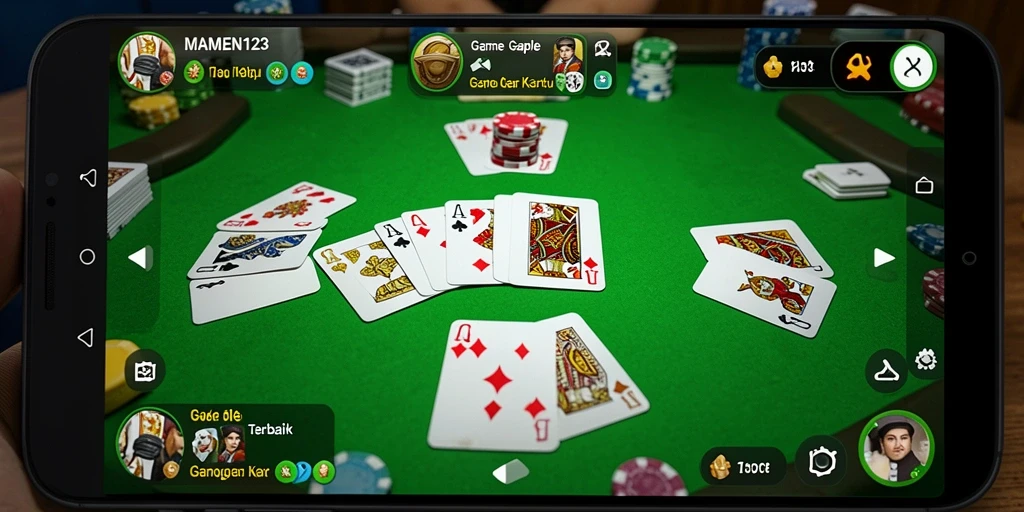 Tampilan gameplay seru game Gaple MAMEN123 yang penuh interaksi.