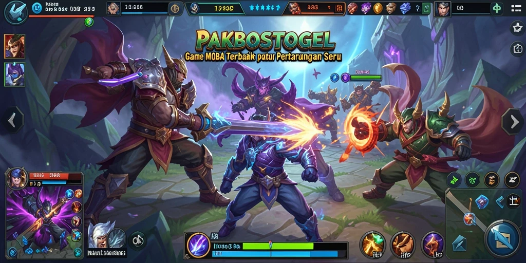 Tangkapan layar menunjukkan aksi seru dalam permainan MOBA.