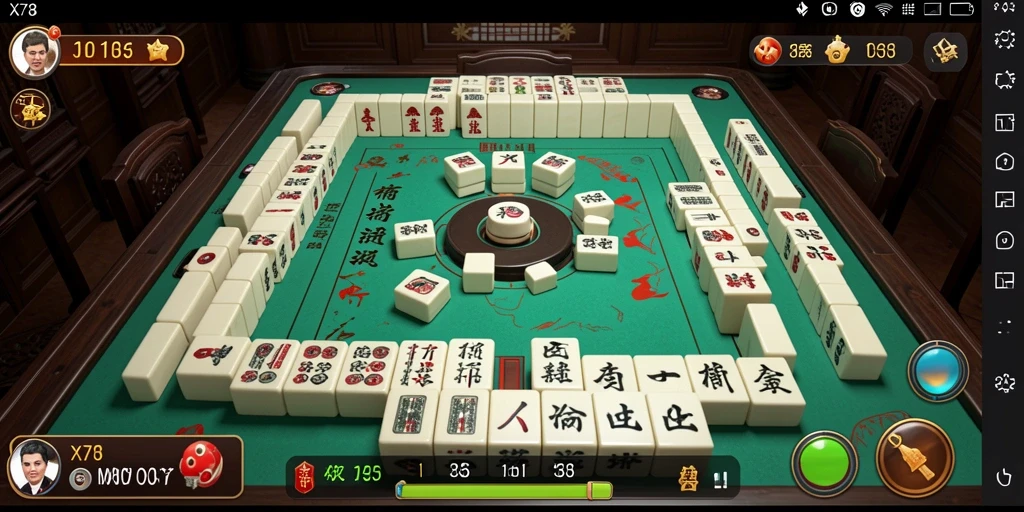 Tampilan gameplay seru dari X78 dalam permainan Mahjong.
